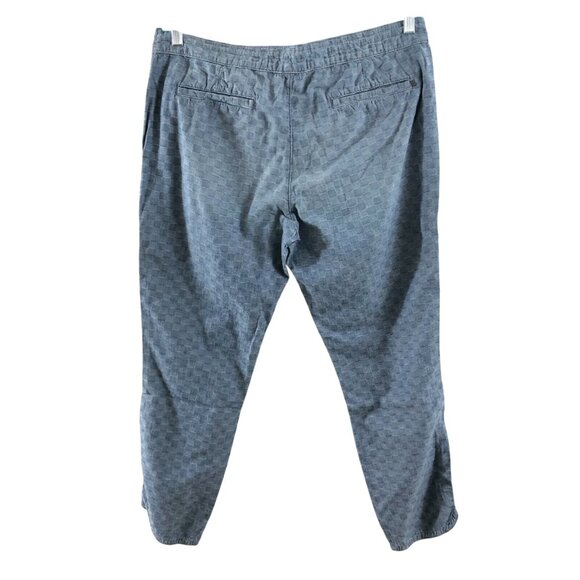 Genetic Womens Liana Drawstring Crop Pants Cotton Lightweight Geometric Blue 32 - Picture 2 of 5